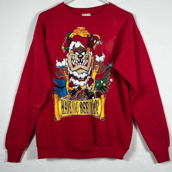 Vintagege 90's TAZ Looney Tunes Christmas CREWNECK SWEATSHIRT Size XL
